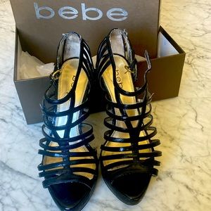 Bebe black high heels, fun party shoes